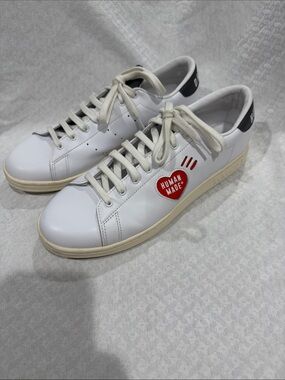 adidas White Sneakers with Red Heart Accent